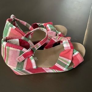 GYMBOREE plaid wedge sandals Sz 11 Girls shoes